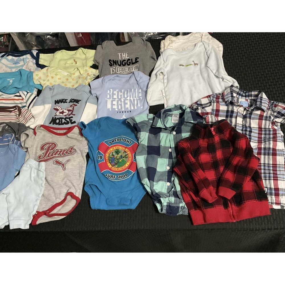 Mixed Brands Clothes Lot‎ Boys 0-6M Multicolor Bodysuits Pants Sweater 31pc